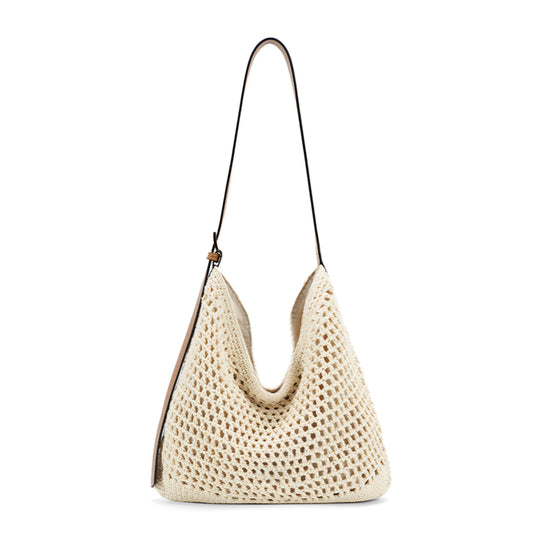 Carmen Crochet Slouch Bag in Ivory