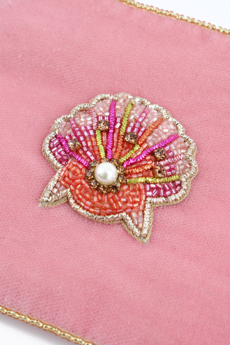 My Doris Pink Beaded Shell Small Purse