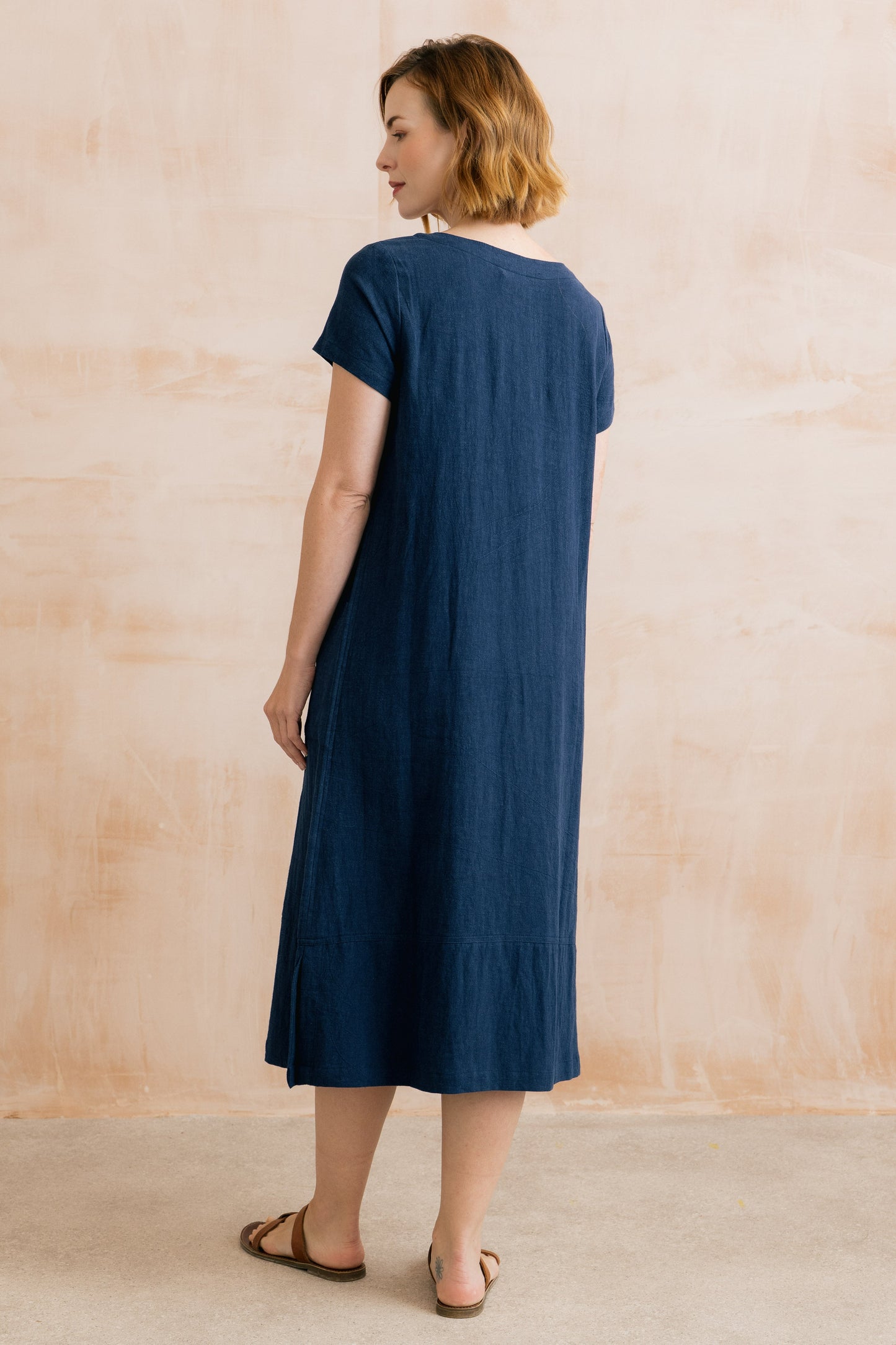 Lily & Me Summer Breeze Linen Dress in Navy