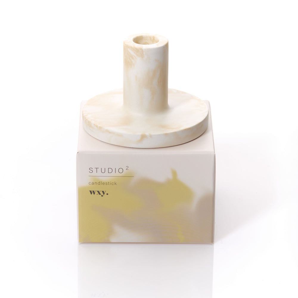 Wxy. Marbled Candle Holder Butter Cream