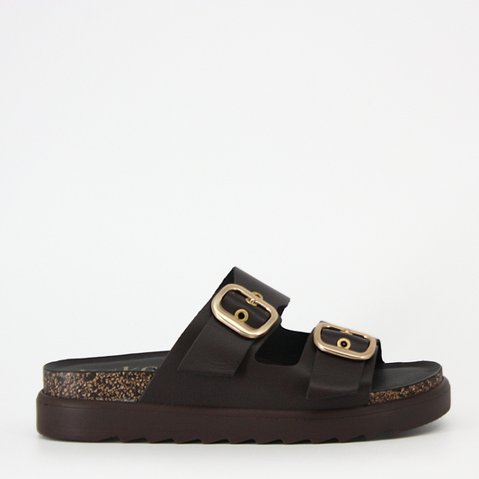 Yokono Tunez Double Strap Sandals in Brown