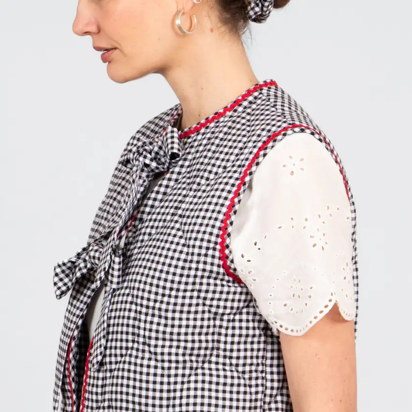 Noa Quilted Cotton Gilet - Gingham