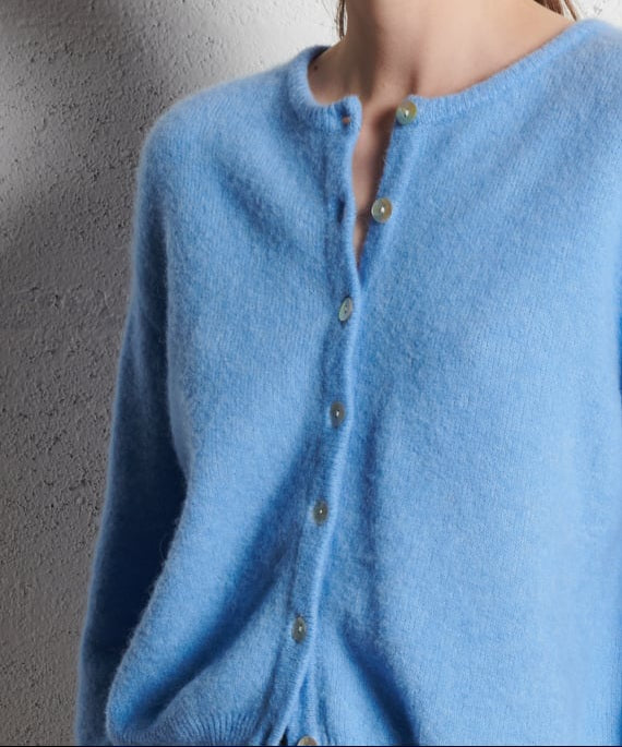 Mohair Long Sleeve Cardi in Sky