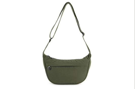 Sling Zip Front Cross Body Bag in Khaki