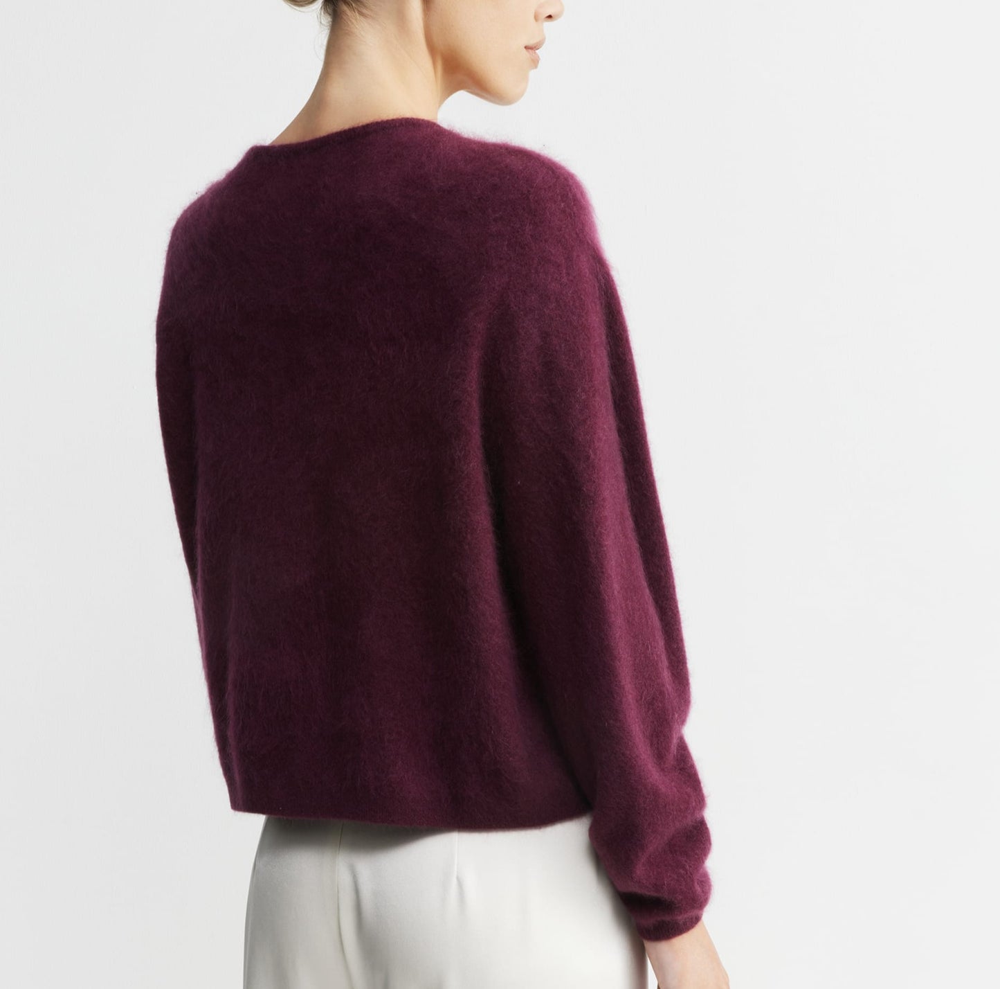 Mohair Long Sleeve Cardi in Mulberry