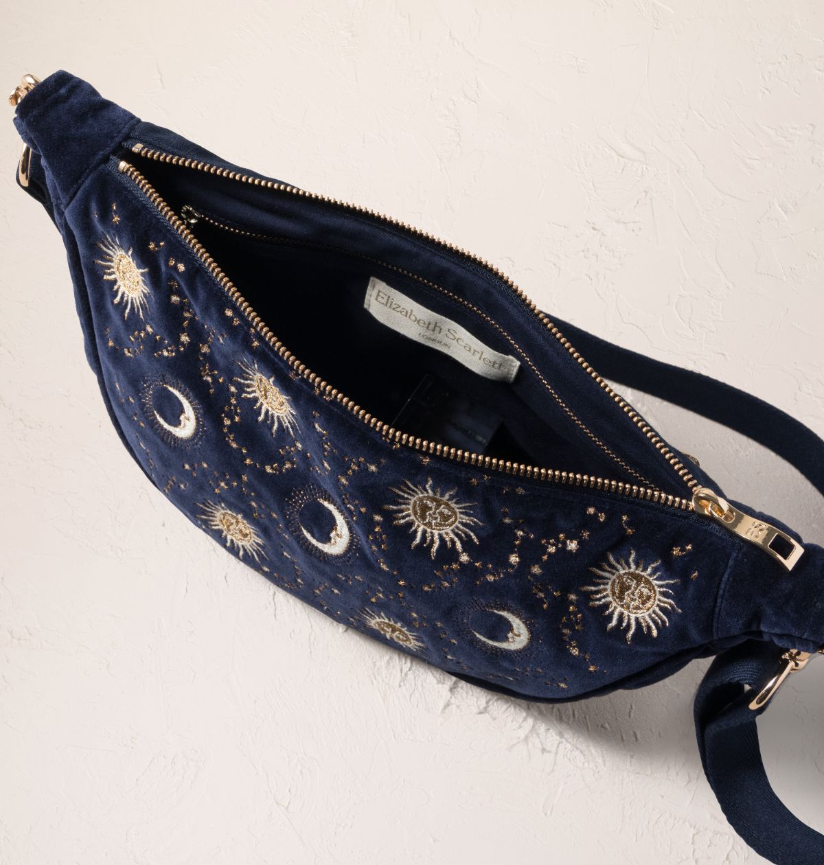 Celestial Sun & Moon Velvet Cross Body Sling Bag