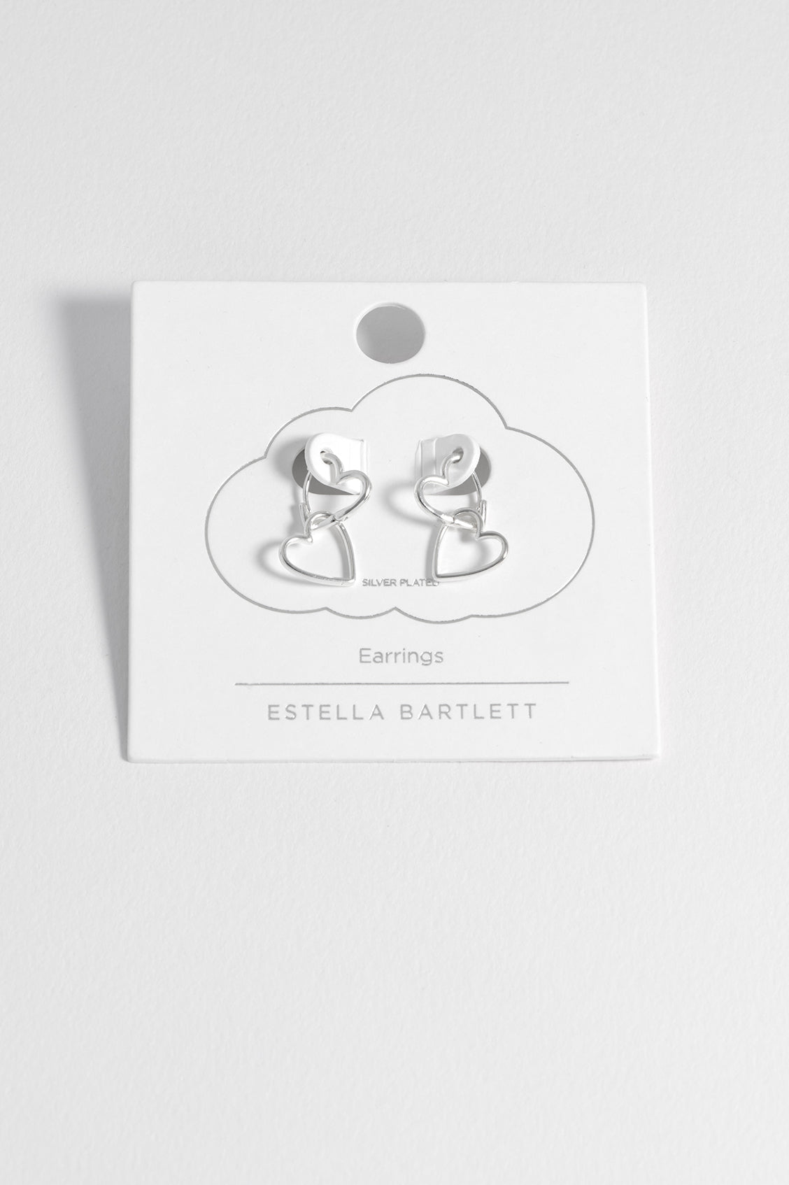 Estella Bartlett Double Heart Hinged Hoop Earrings Silver