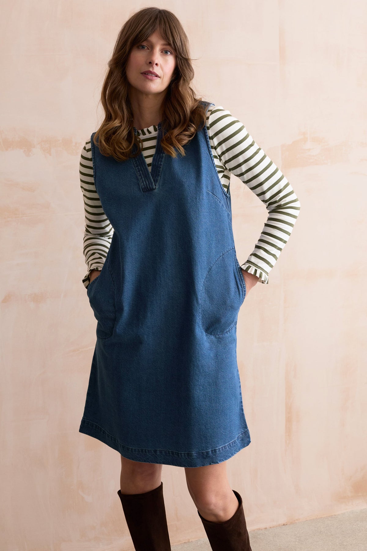 Lily & Me Belle Denim Pinafore Dress