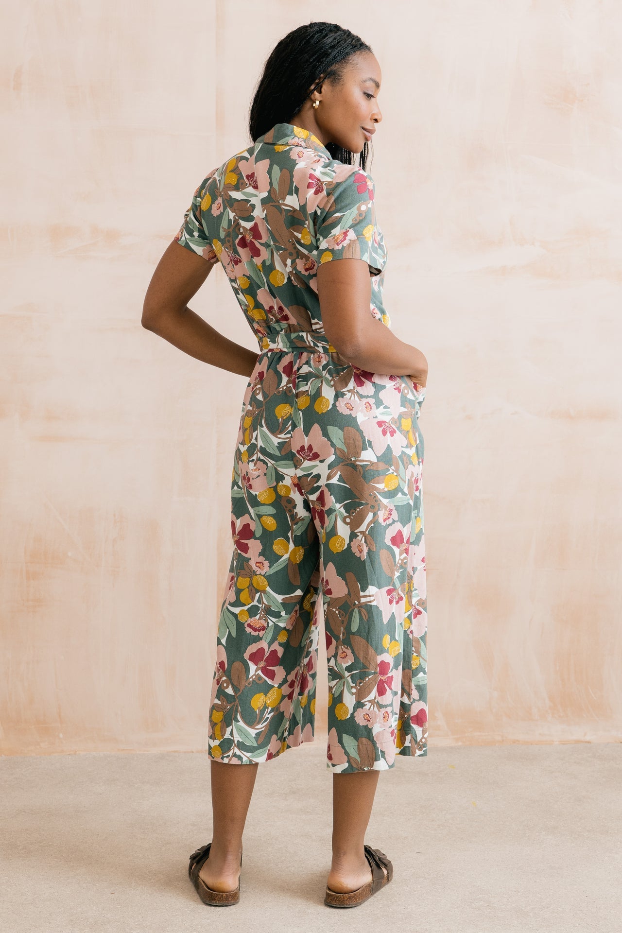 Lily & Me Josie Linen Blend Cropped Jumpsuit