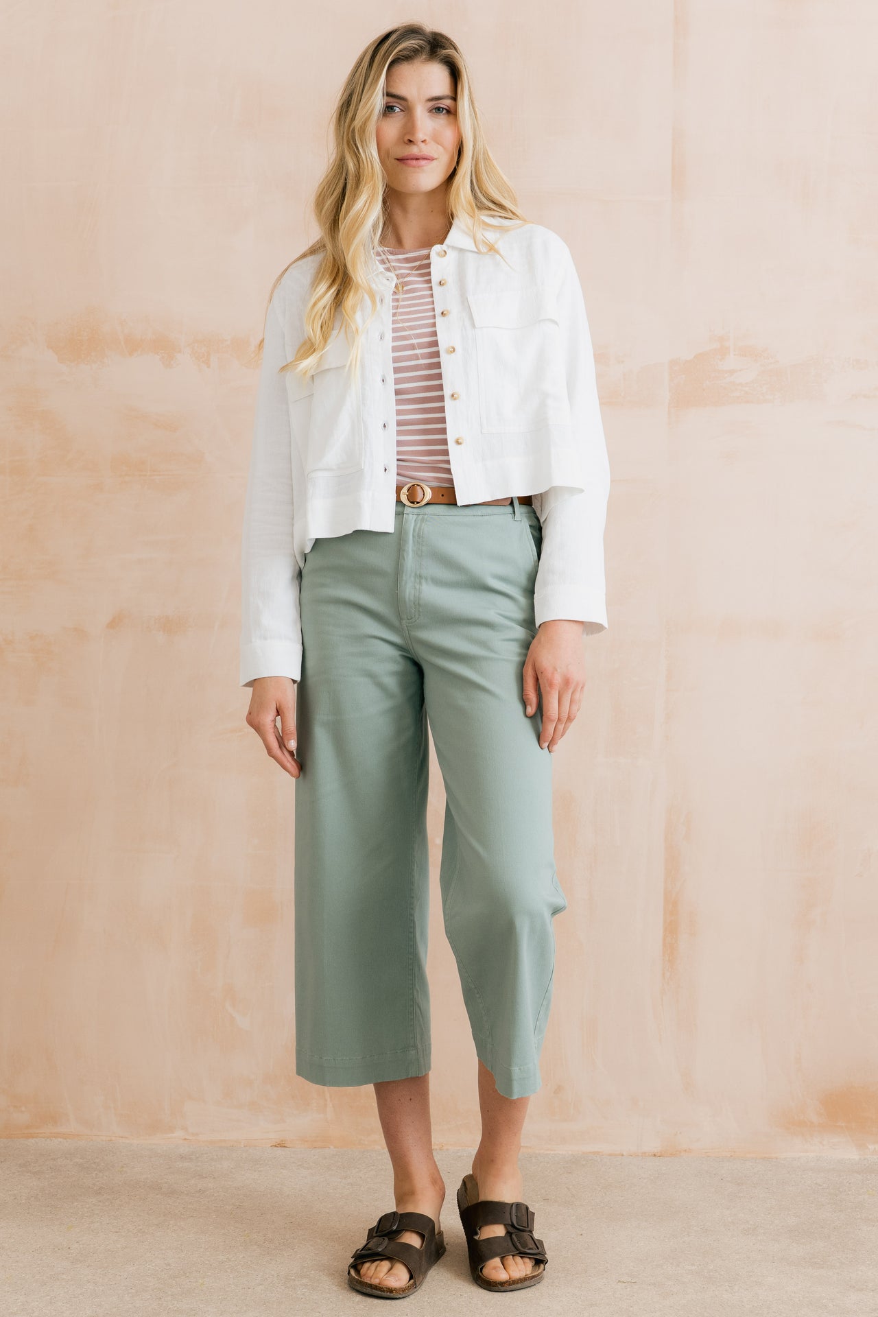 Lily & Me Isla Crop Trousers in Silver Sage