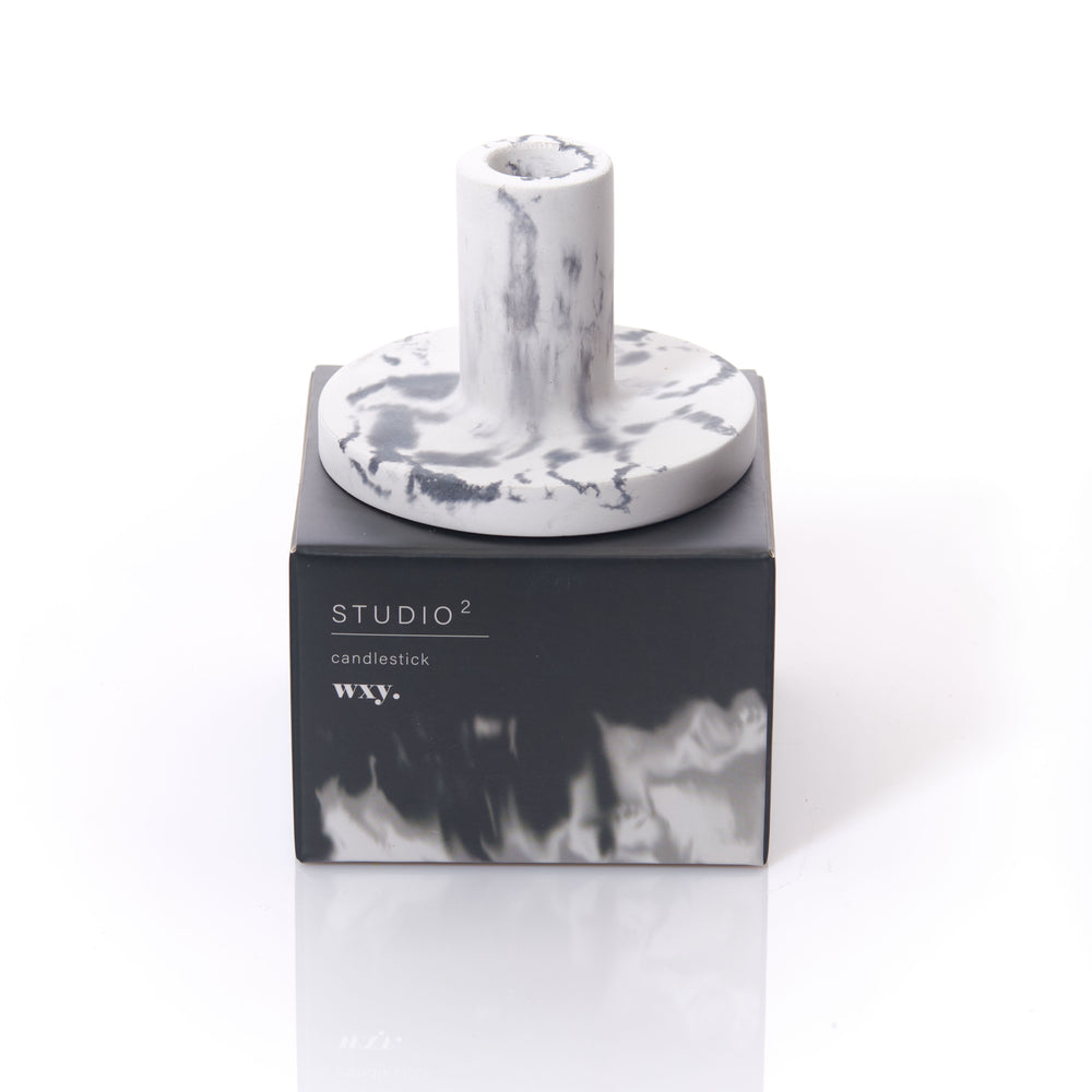 Wxy. Marbled Candle Holder Black
