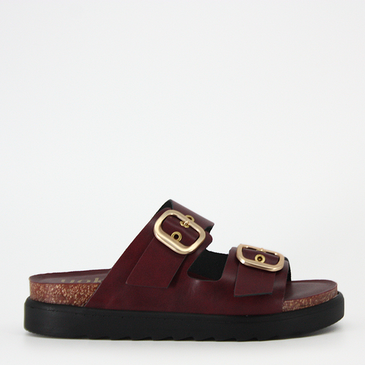 Yokono Tunez Double Strap Sandals in Oxblood