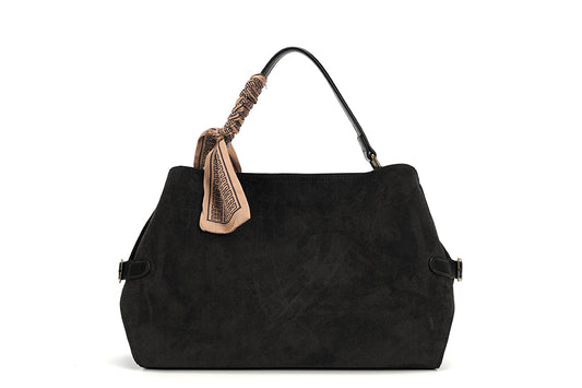 Faux Suede Cordelia Bag in Black