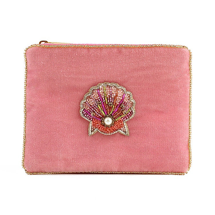My Doris Pink Beaded Shell Small Purse