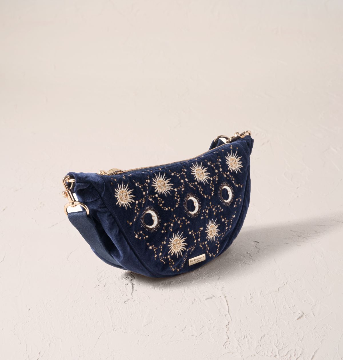 Celestial Sun & Moon Velvet Cross Body Sling Bag