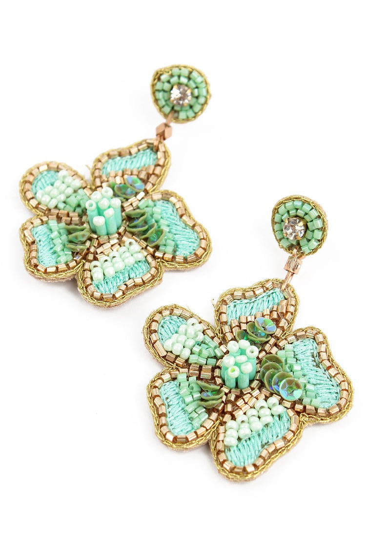 My Doris Mint Flower Earrings
