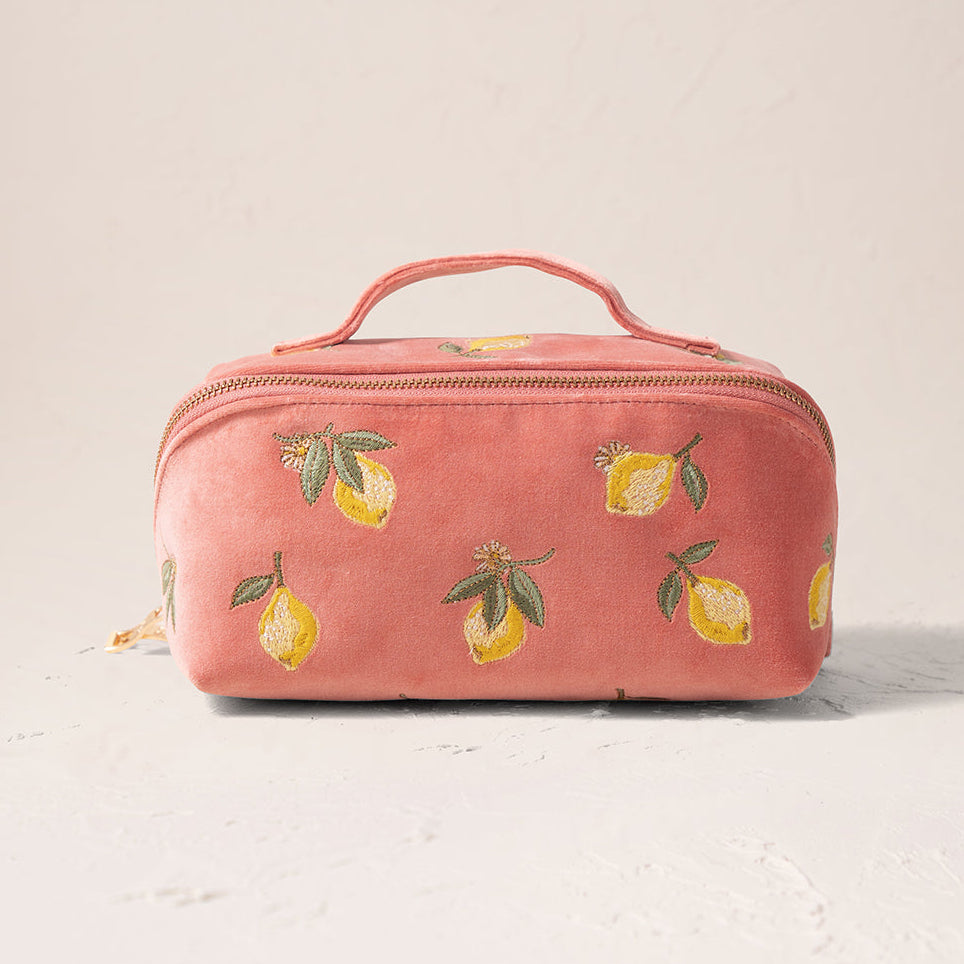 Lemon Blossom Open Flat Makeup Bag