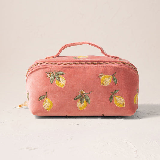 Lemon Blossom Open Flat Makeup Bag