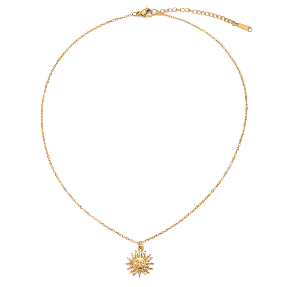 WHITE LEAF 18kt Plated Gold Sun Goddess Necklace