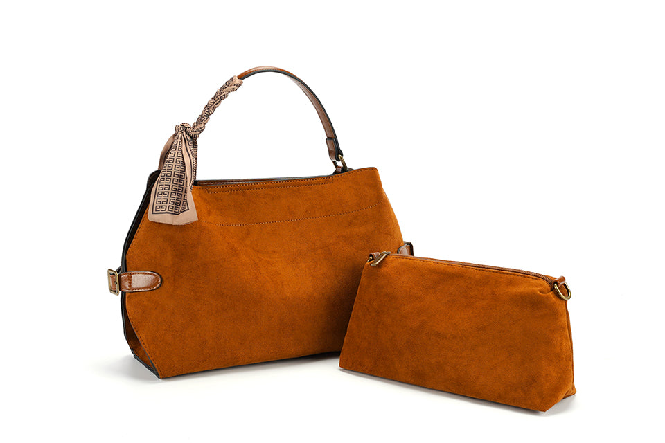 Faux Suede Cordelia Bag in Black