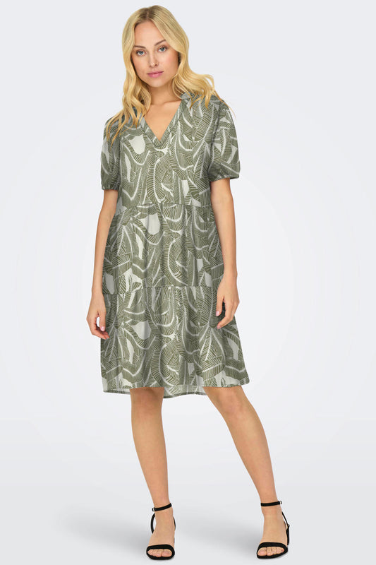 ONLY Botanical Shift Dress in Clay