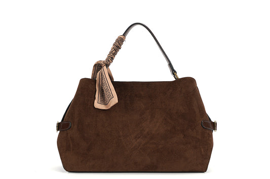 Faux Suede Cordelia Bag in Coffee