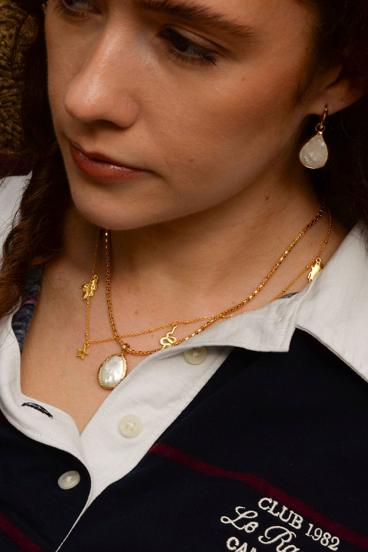 My Doris Gold Star & Bug Charm Necklace