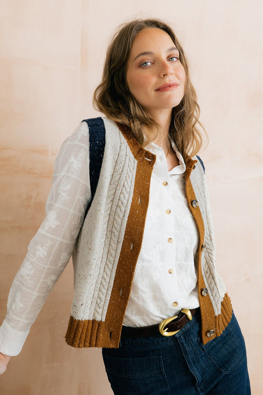 Lily & Me Grove Colour Block Cable Knit Vest