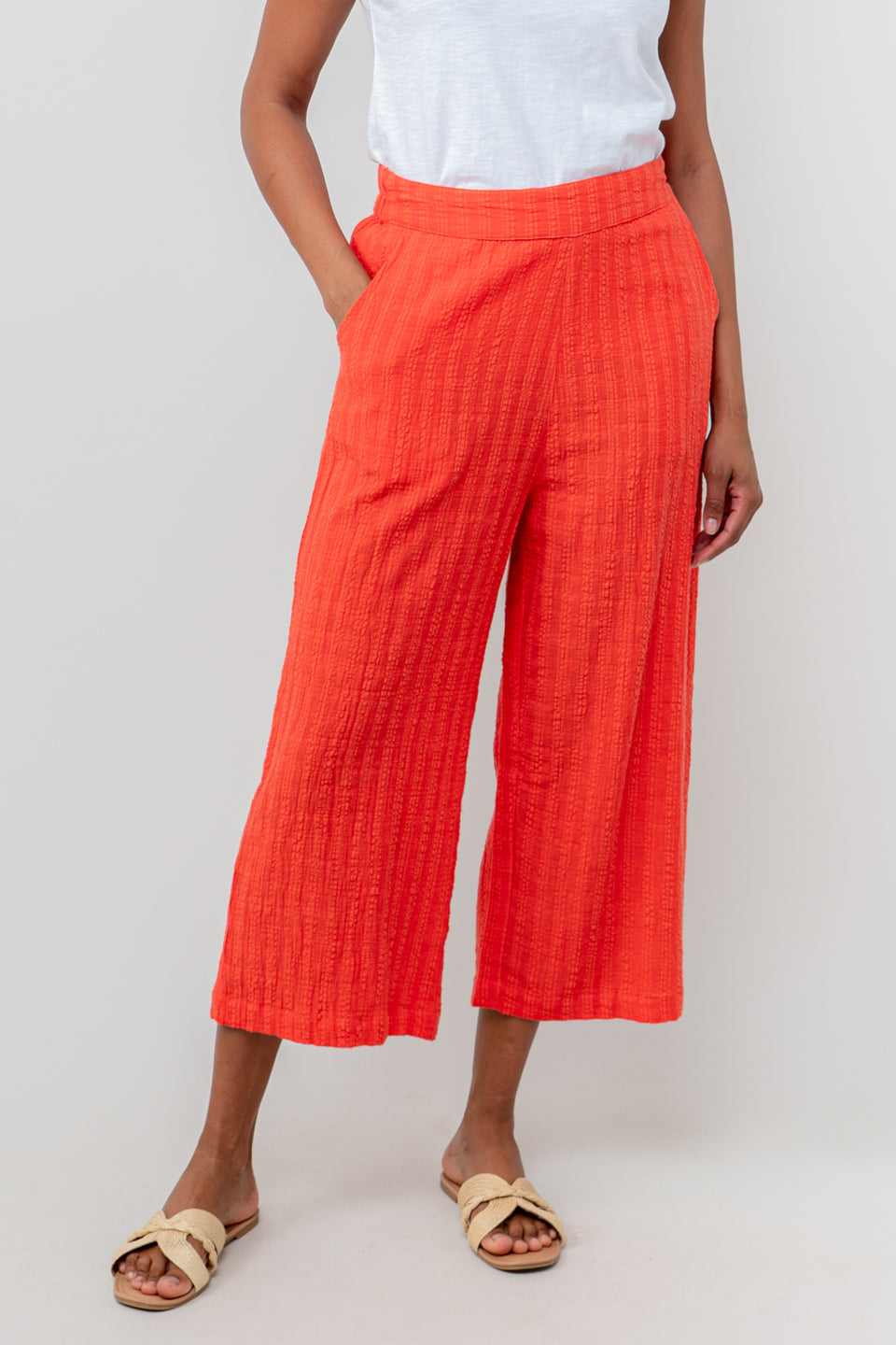 Lily & Me Drift Seersucker Trousers in Cerise
