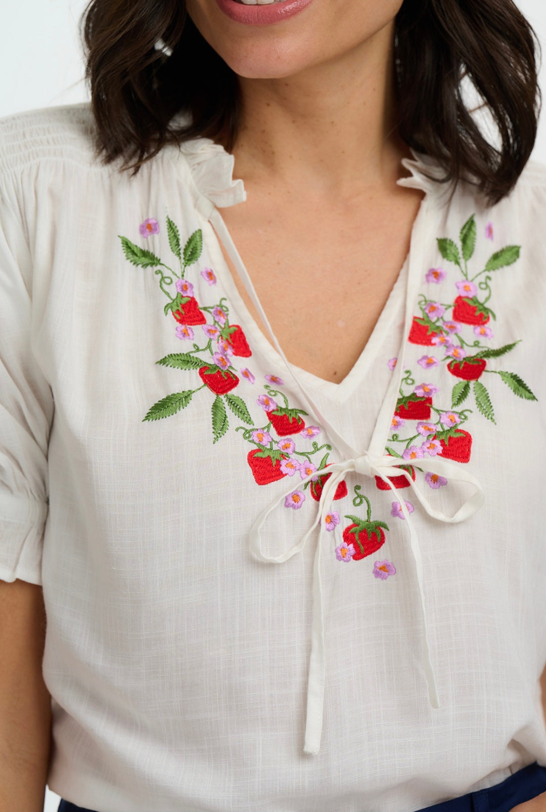 Sugarhill Brighton Angelique Strawberry Shirred Top