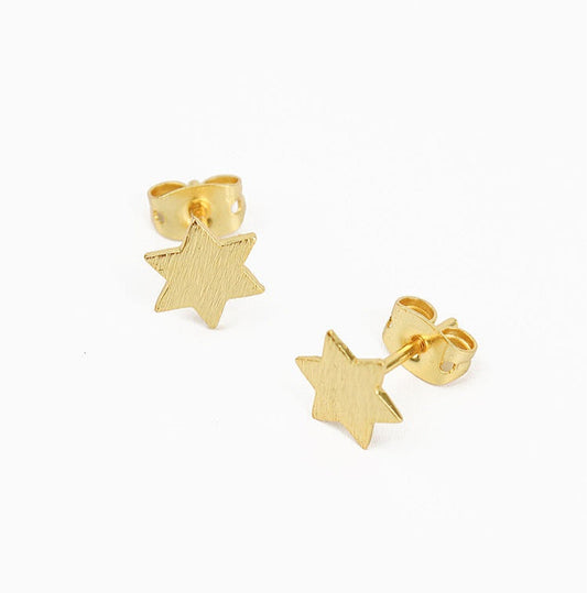 My Doris Brushed Gold Star Stud Earrings