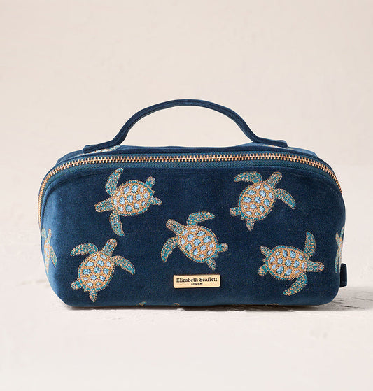 Turtle Conservation Open Flat Makeup Bag in Marine Navy