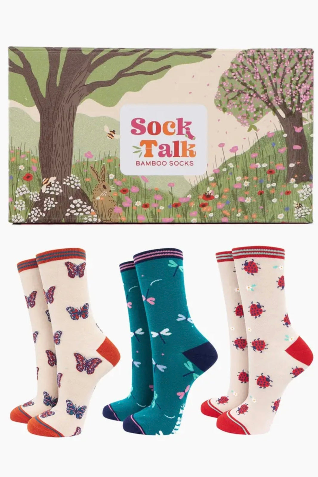 Spring Insects Bamboo Socks Gift Set Box