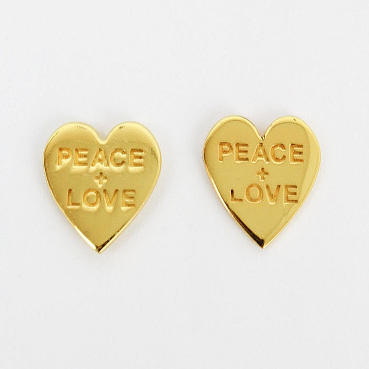 My Doris Gold Peace & Love Stud Earrings