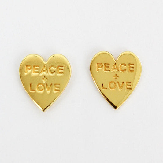 My Doris Gold Peace & Love Stud Earrings