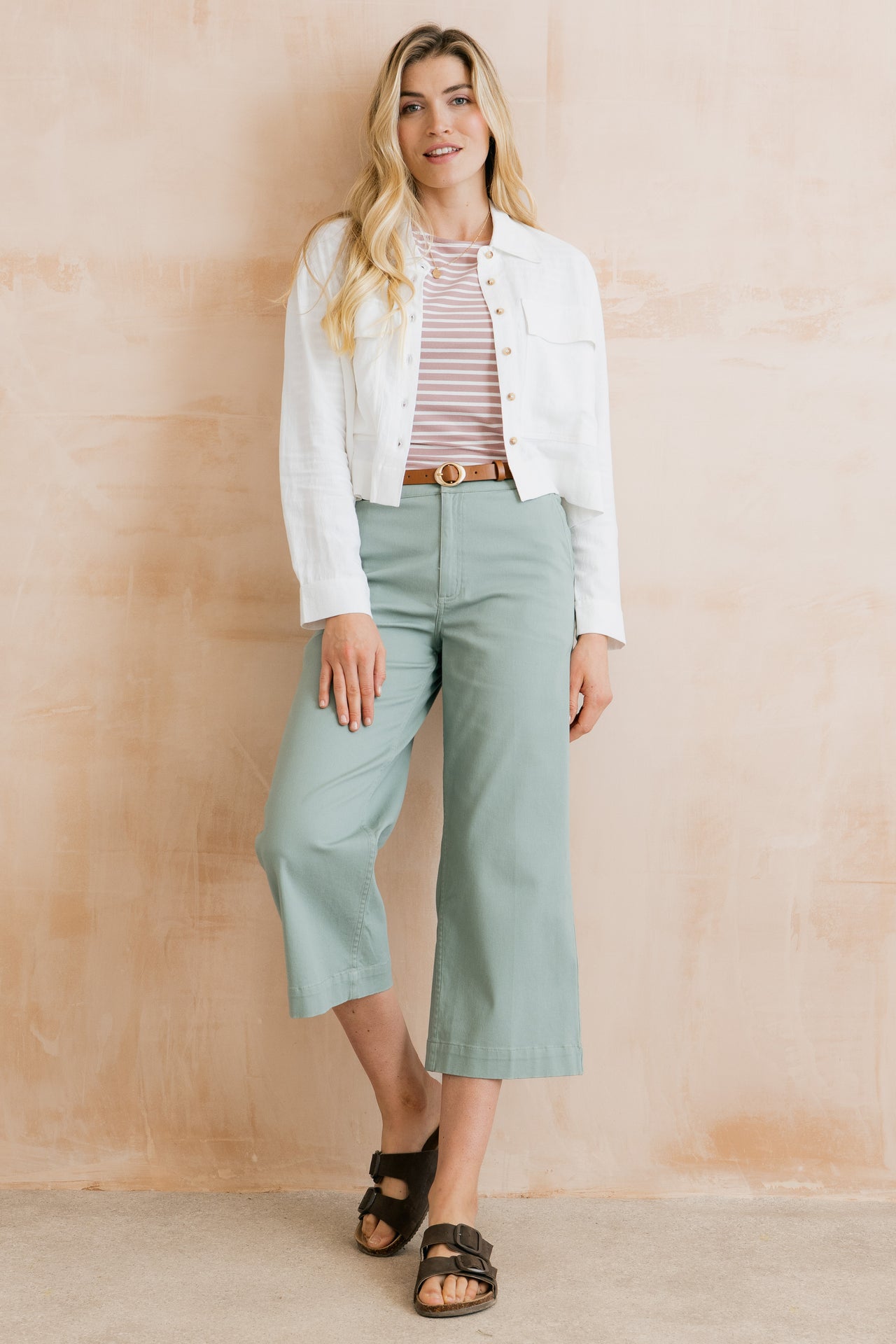 Lily & Me Isla Crop Trousers in Silver Sage