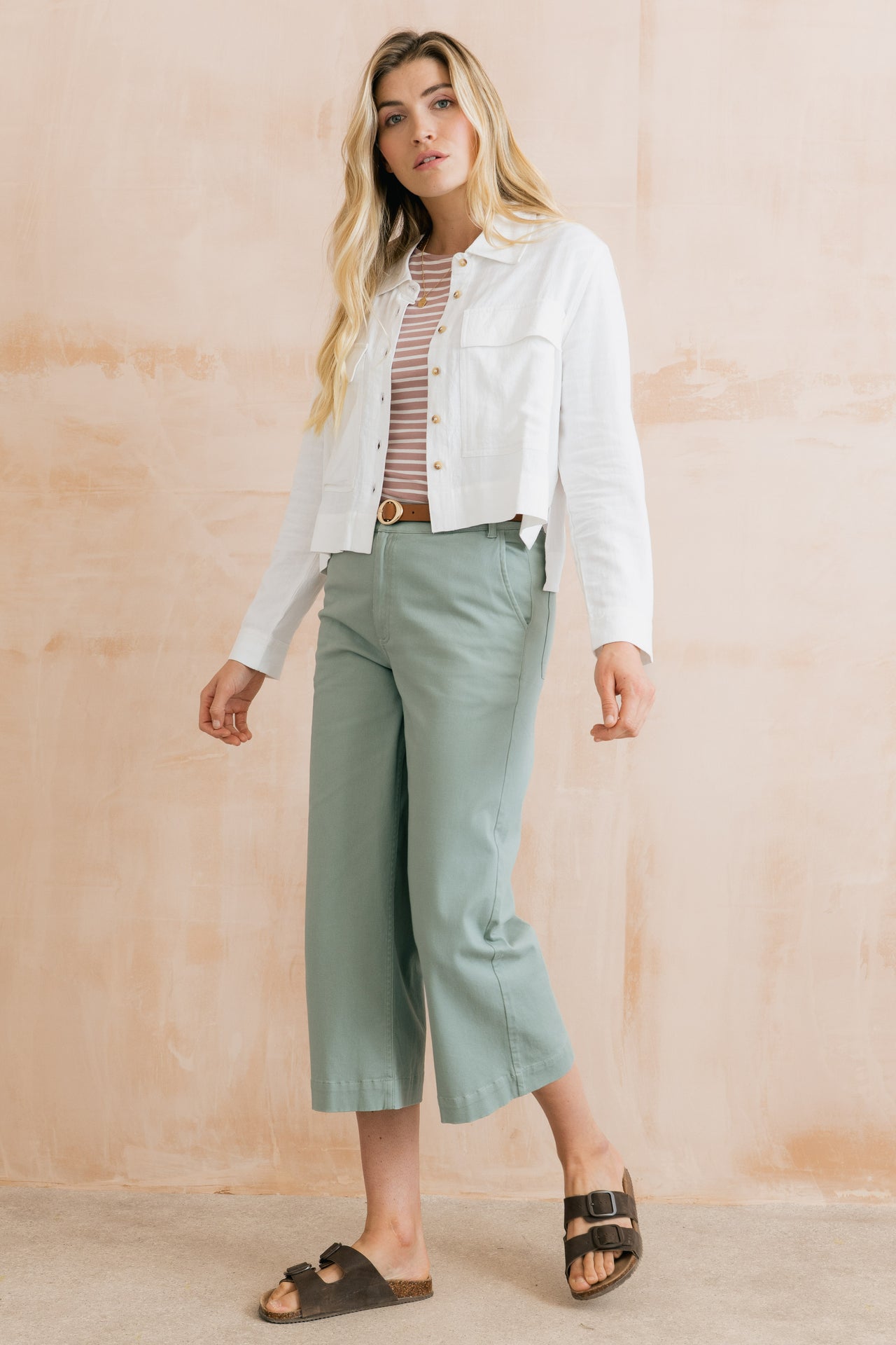 Lily & Me Isla Crop Trousers in Silver Sage