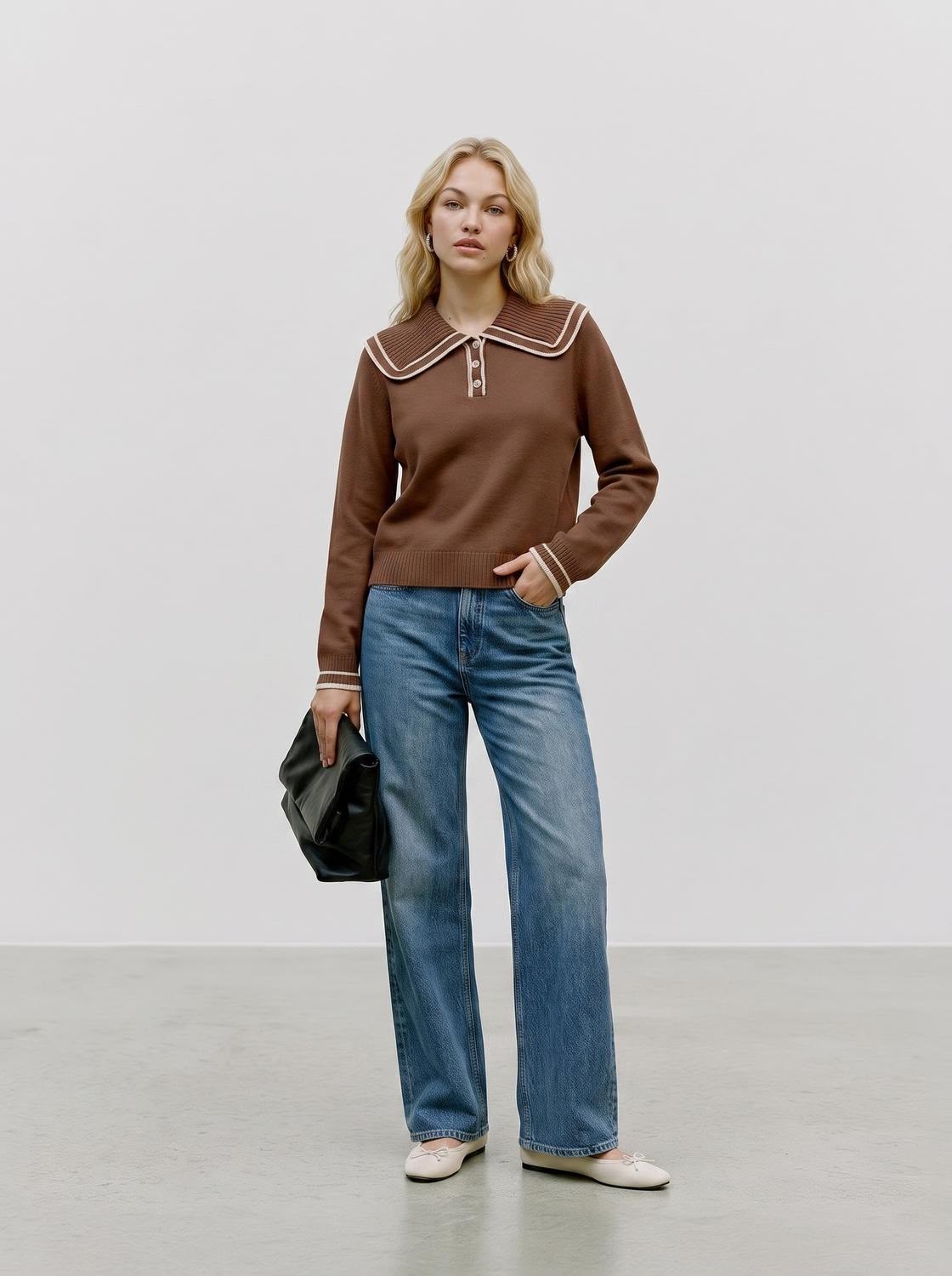 Vero Moda Cora Large Collar Jumper in Cocoa