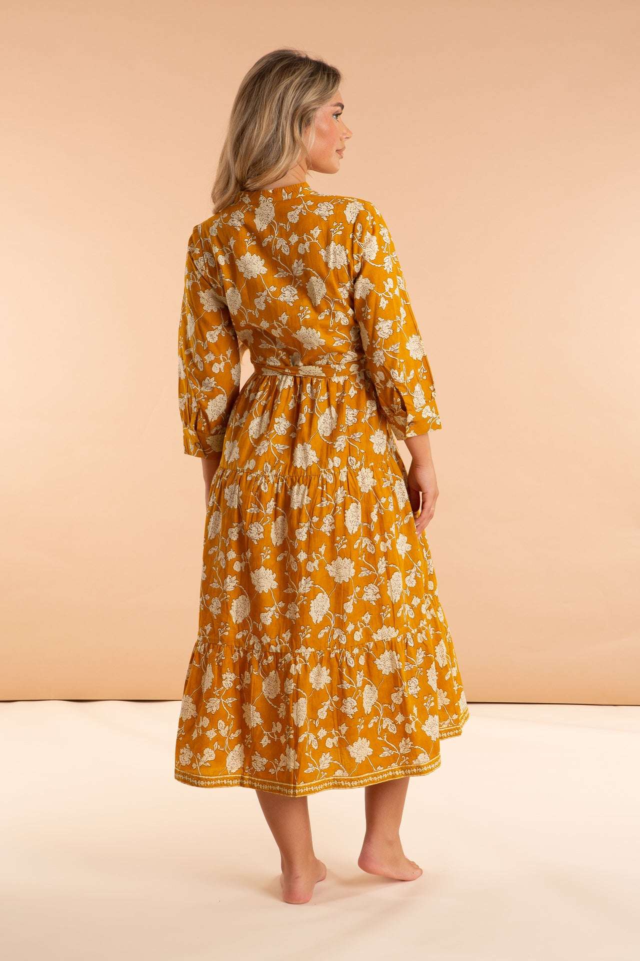 Inara Indian Cotton Golden Tulip Dress