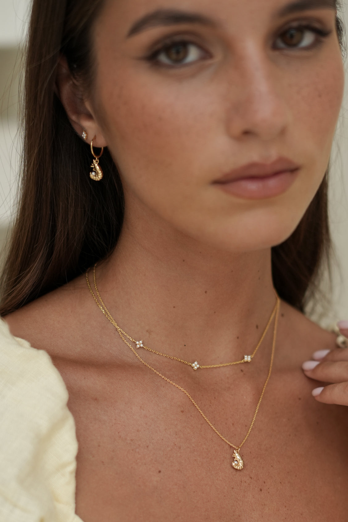 Estella Bartlett Shrimp Charm Hoops