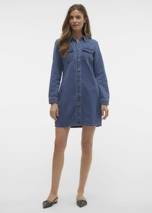 Vero Moda Jennie Denim Shirt Dress - Blue
