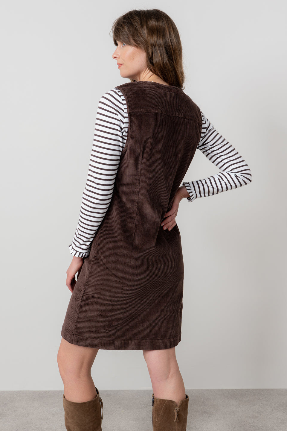 Lily & Me Belle Jumbo Cord Dress Chocolate