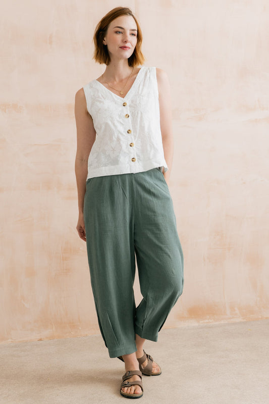 Lily & Me Sail Linen Trousers in Laurel