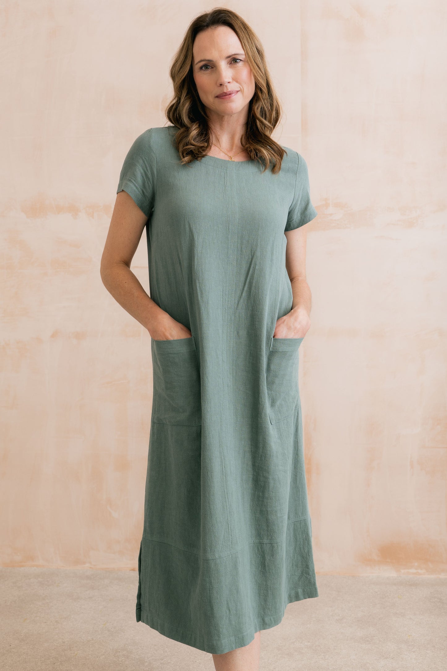 Lily & Me Summer Breeze Linen Dress in Laurel