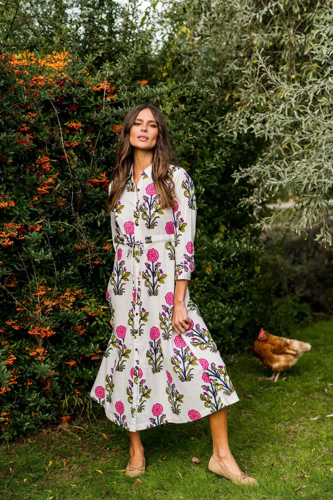 Inara Indian Cotton Rosette Dress