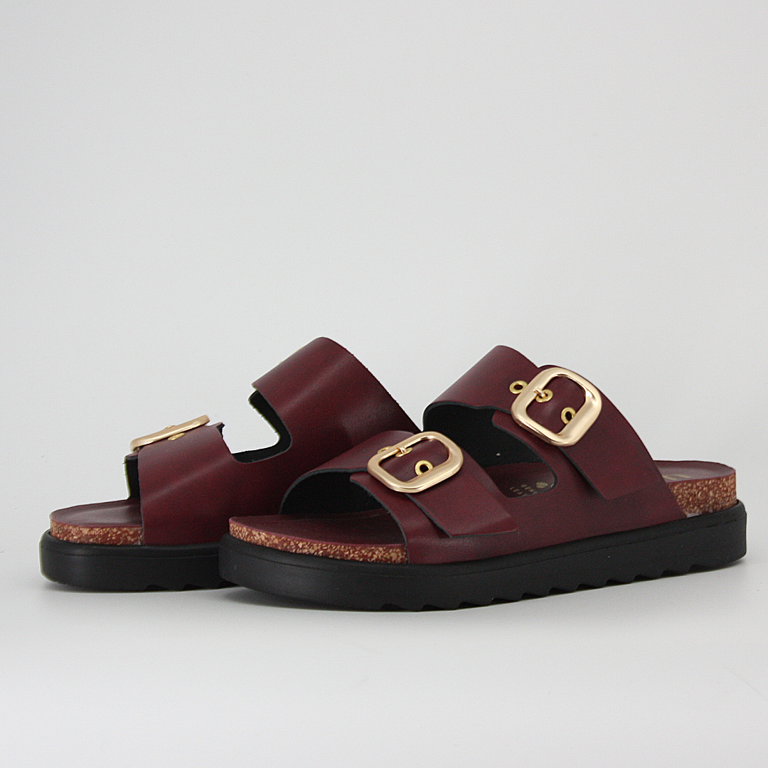 Yokono Tunez Double Strap Sandals in Oxblood