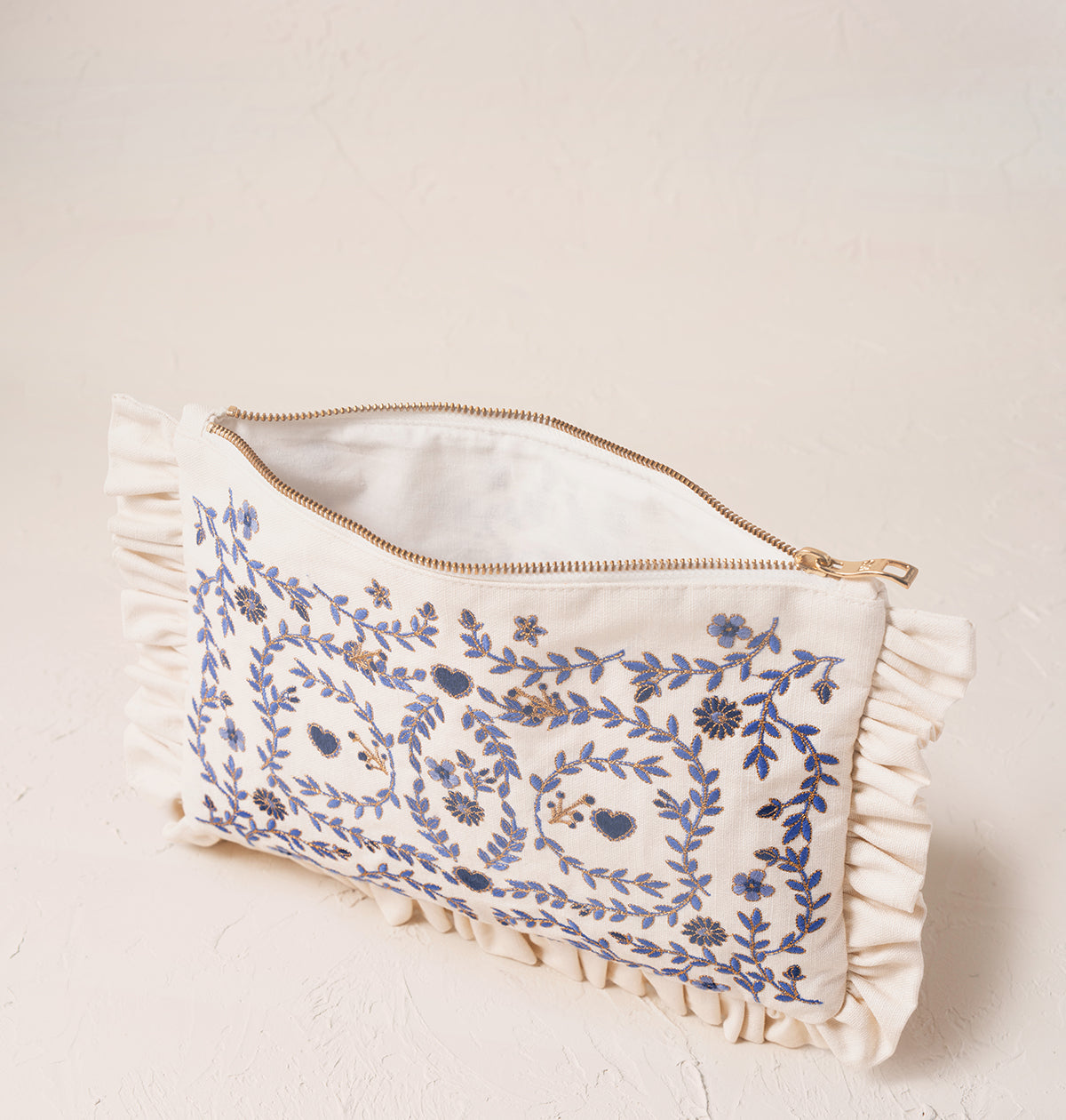 Mediterranean Garden Canvas Frill Everyday Pouch
