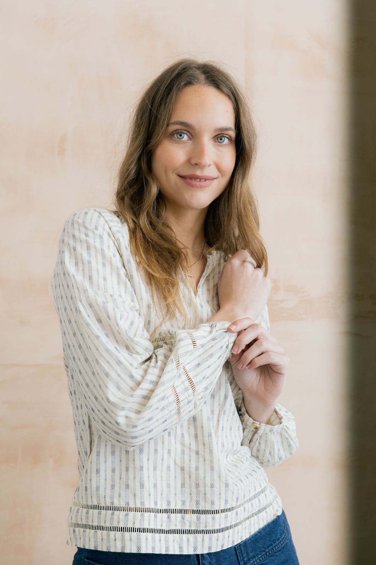 Lily & Me Zoe Embroidered Stripe Blouse