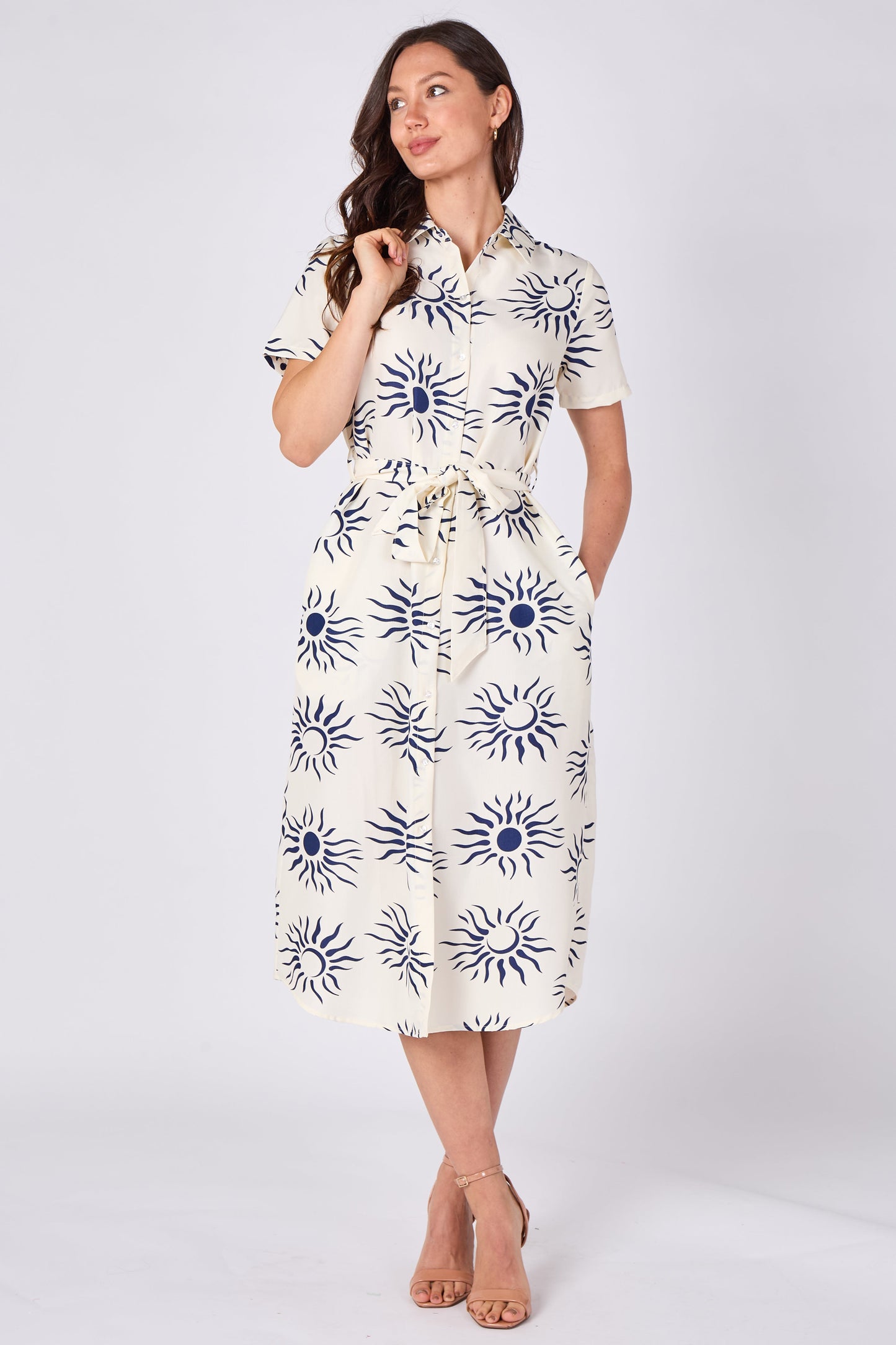 Sun Goddess Midi Shirt Dress