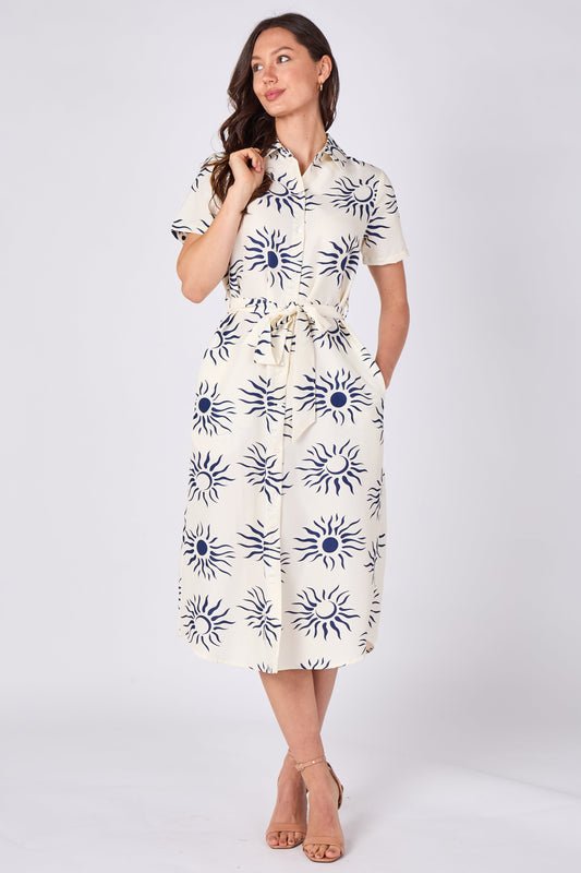 Sun Goddess Midi Shirt Dress